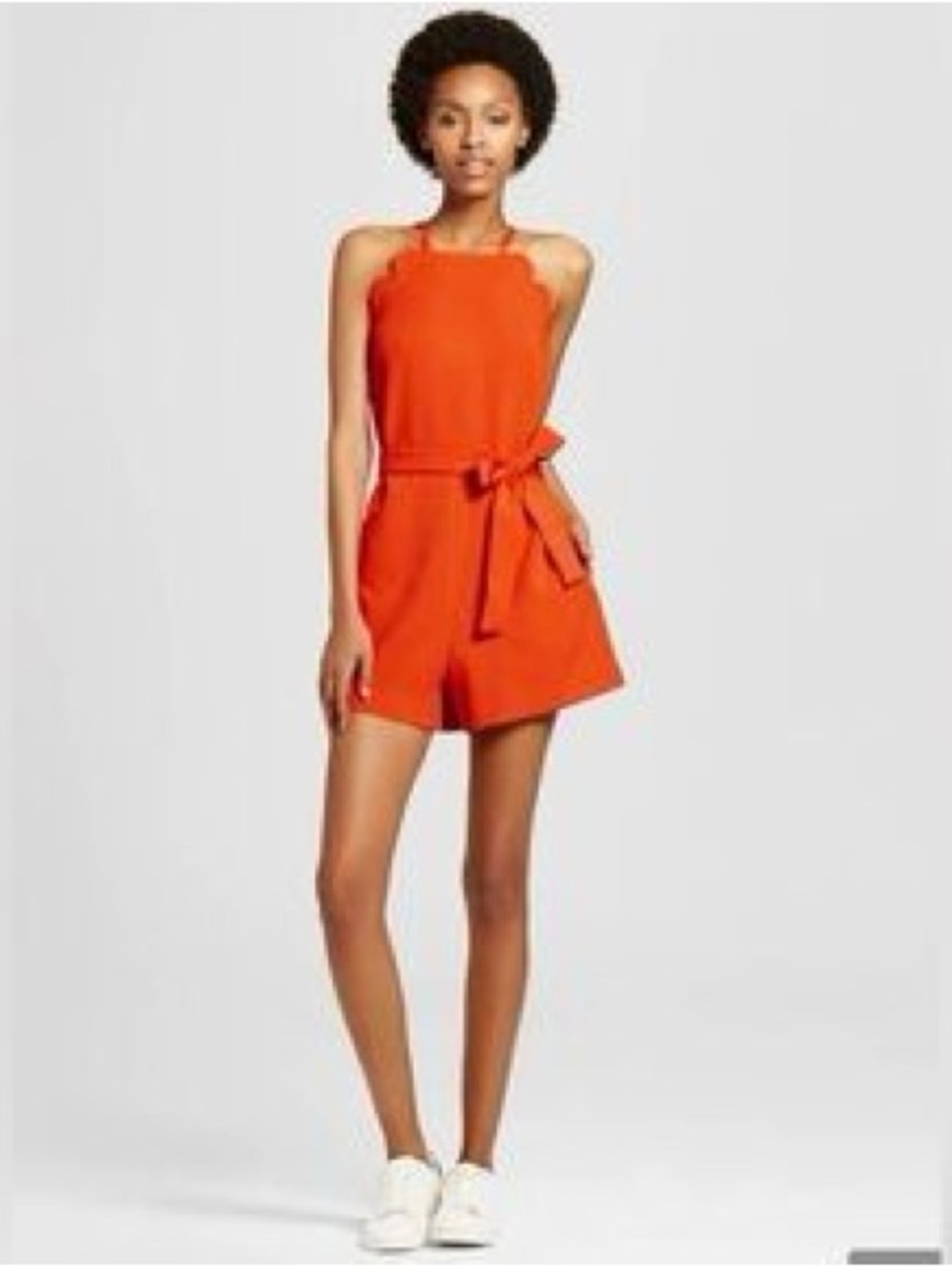 Victoria Beckham for Target Orange Halter Scalloped Romper